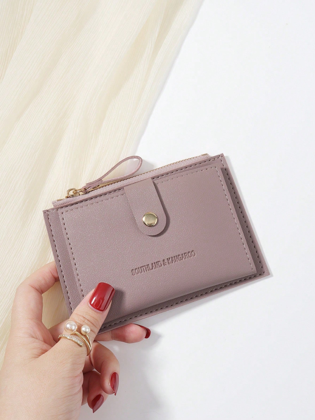 SOUTHLAND&KANGAROO Lilac Letter Detail Fold over Small Wallet Pocket Wallet Small Bifold Slim Wallet Lightweight Portable Card Key Case Short Wallet Cute Modern Fashion for Birthday Gift for Anniversary for Valentine Day for Gift for Couple Bag School Supplies Card Holder Wallet Business Card Holder Credit Card Holder Women for Women Wallet Mini Wallet Purse Wallet Card Wallet