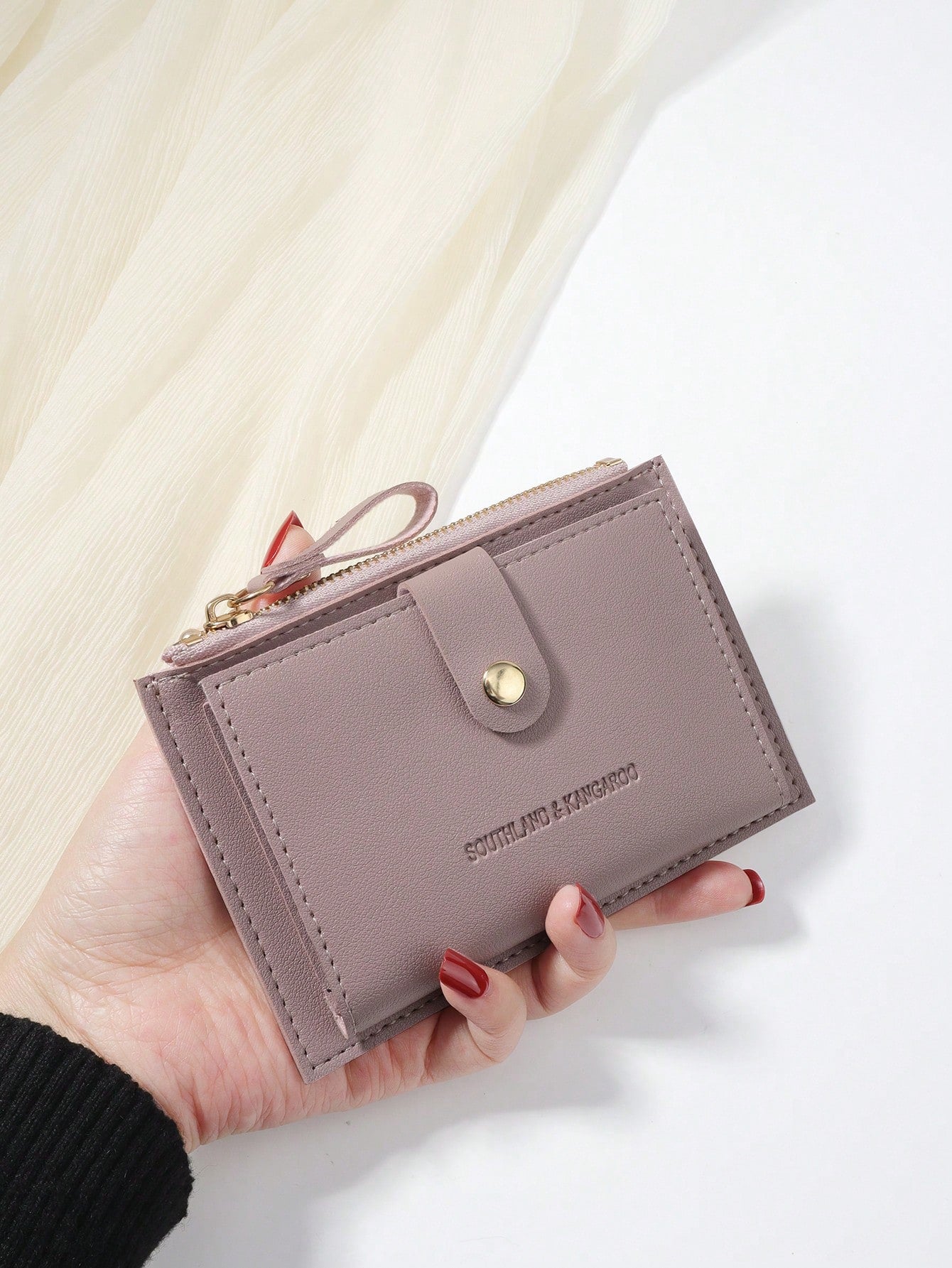 SOUTHLAND&KANGAROO Lilac Letter Detail Fold over Small Wallet Pocket Wallet Small Bifold Slim Wallet Lightweight Portable Card Key Case Short Wallet Cute Modern Fashion for Birthday Gift for Anniversary for Valentine Day for Gift for Couple Bag School Supplies Card Holder Wallet Business Card Holder Credit Card Holder Women for Women Wallet Mini Wallet Purse Wallet Card Wallet