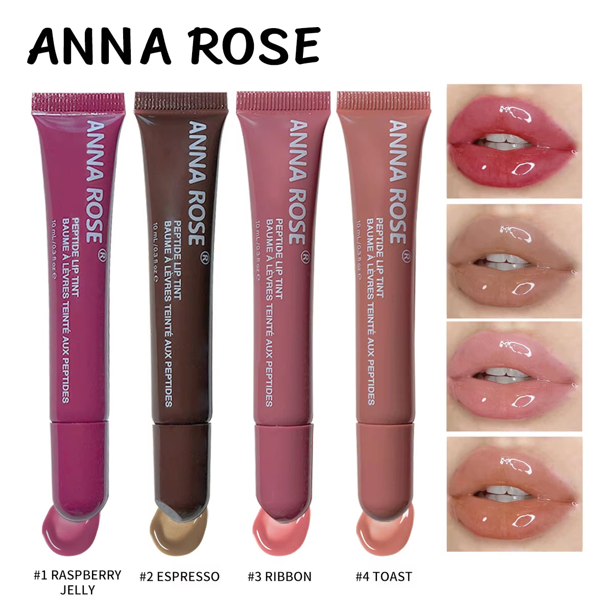 4 Color Lip Balm Set - Long-Lasting Moisturizing Liquid Gel, Coffee Raspberry Lip Care Essence, Valentine'S Day Gift
