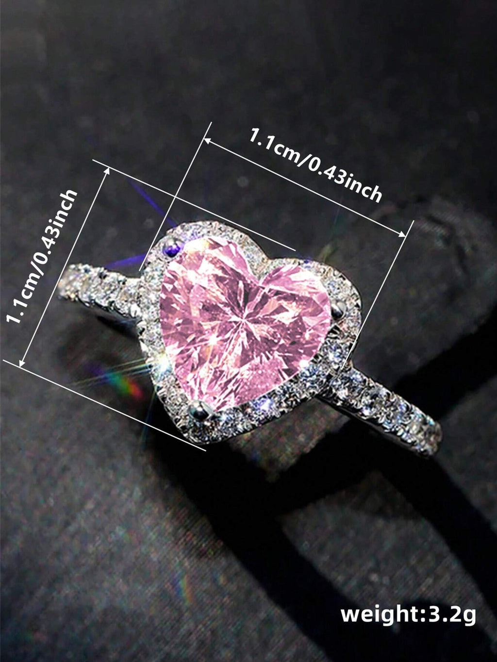 1 PC Romantic Pink Heart Cubic Zirconia Ring for Women for Valentine'S Day Gift Wedding Engagement Anniversary Party Jewelry,Mom,Mother,Mother'S Day,Gift