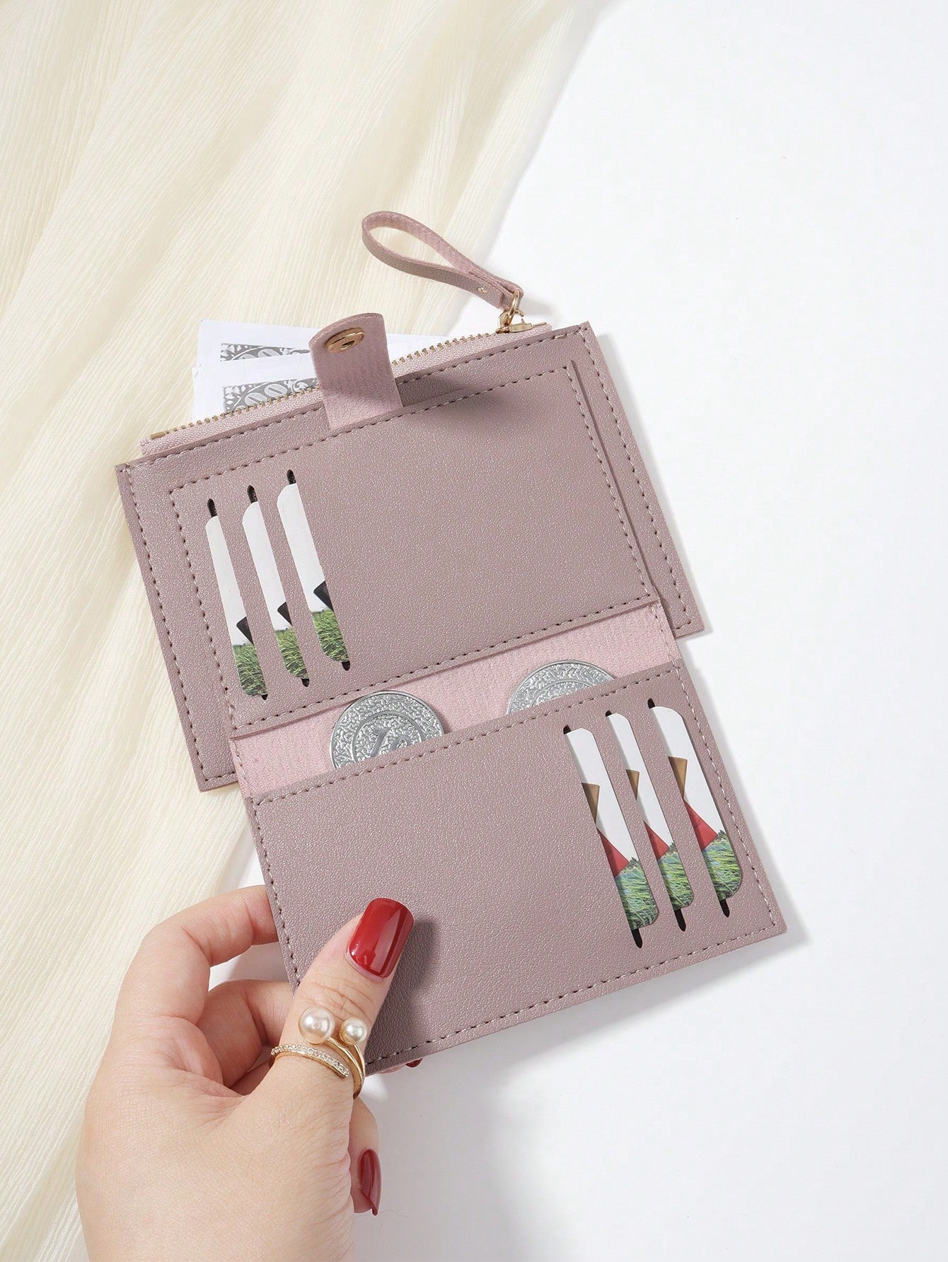 SOUTHLAND&KANGAROO Lilac Letter Detail Fold over Small Wallet Pocket Wallet Small Bifold Slim Wallet Lightweight Portable Card Key Case Short Wallet Cute Modern Fashion for Birthday Gift for Anniversary for Valentine Day for Gift for Couple Bag School Supplies Card Holder Wallet Business Card Holder Credit Card Holder Women for Women Wallet Mini Wallet Purse Wallet Card Wallet