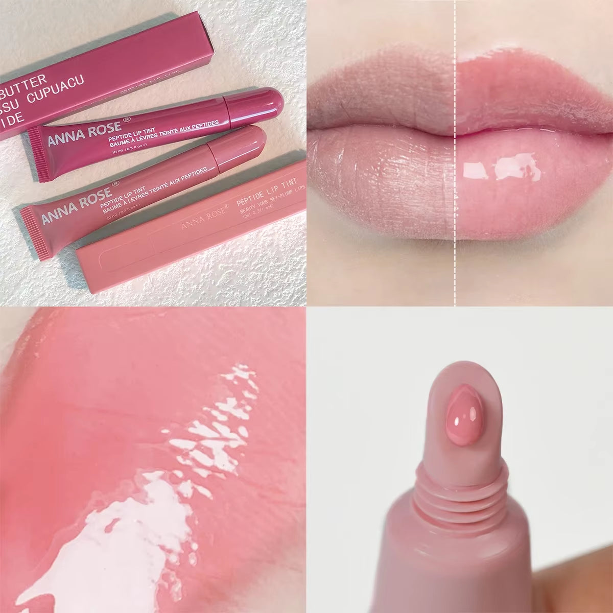 4 Color Lip Balm Set - Long-Lasting Moisturizing Liquid Gel, Coffee Raspberry Lip Care Essence, Valentine'S Day Gift